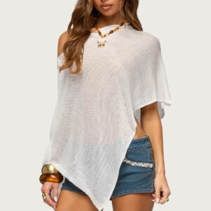 Azalia Asymmetric Knit Poncho