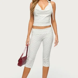 Eloisa Polka Dot Foldover Capri Trousers