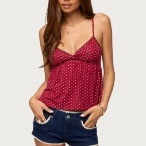 Belen Polka Dot Lacey Babydoll Top