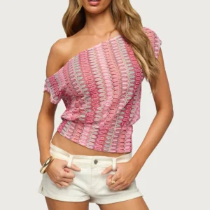 Taniya Off Shoulder Zigzag Knit Top