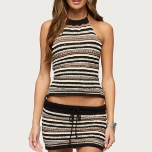 Britta Backless Striped Knit Top