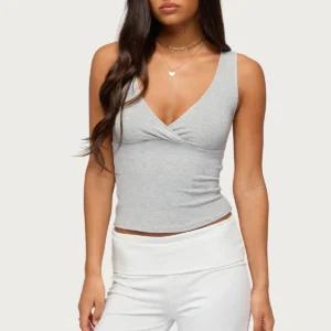 Lalisa V Neck Ribbed Tank Top