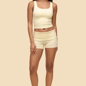 Audrea Ribbed Foldover Biker Shorts