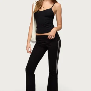 Charly Foldover Stripey Flared Trousers