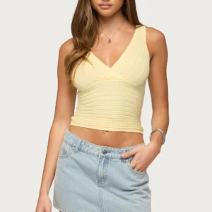 Beah Ribbed Knit V Neck Top